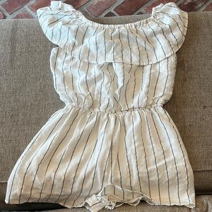White with black stripe romper